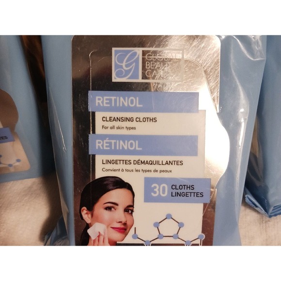 VALUE SUPPLY 10 PACKAGES Retinol Cleansing Cloths Global Beauty Care NEW! - Picture 2 of 9